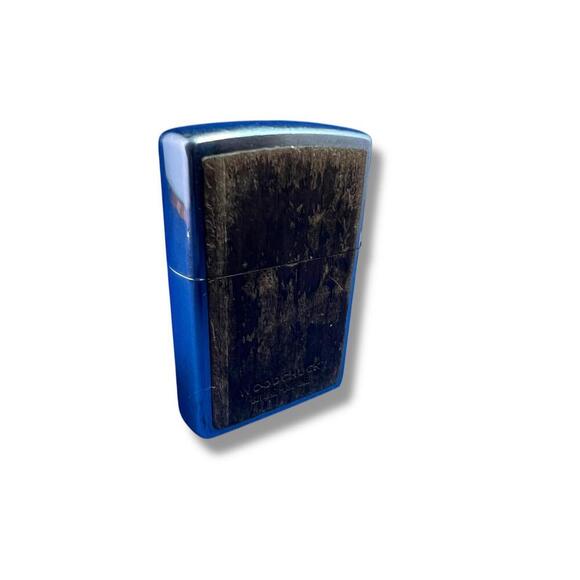 Zippo Lighter Woodchuck Blue Matte Wood Inlay F Collectible USA Made - Picture 2 of 7